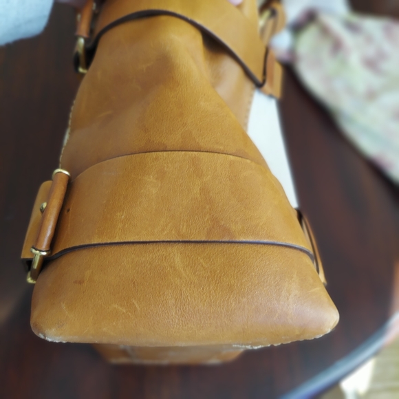 Michael Kors Classic Handbag Tan Leather & Beige Cloth - Picture 6 of 17